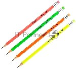 Карандаш чернографитный Deli Neon EU51800 2B, трехгранный, тополь, картонная коробка (12шт) ластик, вид 3
