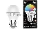 Лампа светодиодная Gauss G45 6W E27 шар RGbW димирование LED 1/100