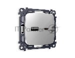 Комплект механизма розетки OMEGA Серебро глянец 2USB A+C 20W (быстрая зарядка) QUANT (OP4110, VM177) MO411010