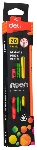 Карандаш чернографитный Deli Neon EU51800 2B, трехгранный, тополь, картонная коробка (12шт) ластик, вид 2