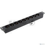 Блок розеток горизонтальный ExeGate ServerPro PDU-19H907 Al-9S-C20, 19", 1U, Алюминий, 9 Schuko, С20, черный
