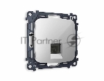 Комплект механизма телефонной розетки OMEGA Серебро глянец RJ-11(4P4C) с шторкой QUANT (OP4120, VM190) MO412030