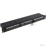 Патч-панель FTP 19" 24 port кат.5e ExeGate разъём KRONE&110 (dual IDC), 1U, RoHS, цвет черный
