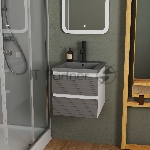 Тумба под раковину Bau Stil Loft grey brushed, раковина кварцевая BAU Stil 40, серый металлик