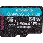 Флеш карта Kingston 64GB microSDXC Canvas Go Plus 170R A2 U3 V30 Single Pack w/o ADP EAN: 740617301175