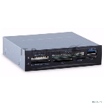 Картридер Exegate EX293028RUS USB3.0 <CR-611U3> (внутренний, 3.5", мультиформатный: SD/SDHC/SDXC/MMC/microSD/T-Flash/CF/MS/MS micro/XD, 1 доп.порт USB3.0, черный, металл)