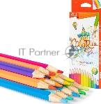 Карандаши цветные Deli EC128-12 ColoRun, шестигранный профиль, дерево 12 цветов, коробка с европодвесом (12шт), вид 6