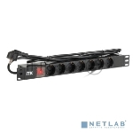 Блок розеток ITK PDU 7 розеток DIN49440 (нем. cтанд.) с LED выключателем, 1U, шнур 2м вилка DIN49441 (нем. станд.), профиль из ПВХ, черный