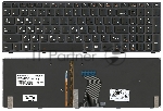 Клавиатура для ноутбука Lenovo IdeaPad Y580 черная с черной рамкой с подсветкой