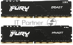 Оперативная память Kingston Fury Beast, DDR4, 64GB (2x32GB), 3200MHz, CL16, DIMM, черный