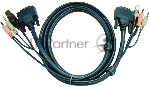 Кабель KVM USB(тип А Male)+DVI-D(Male)2хАудио(Male) (-) USB(тип B Male)+DVI-D(Male)+2хАудио(Male) 3м., черный. CABLE DVI/USB B/MC.SP-DVI/USB A 3M
