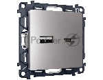 Комплект механизма розетки ALFA Сталь матовый 2USB A+C 20W (быстрая зарядка) QUANT (AP5110, VM177) MA511010
