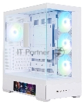 Компьютерный корпус ZALMAN P40 DS, ATX, белый, WINDOW, 9.1-inch LCD screen, 2xCombo(2.5” or 3.5”), 1x2.5”, 1xUSB TYPE-C, 2xUSB 3.0, SIDE 3x120мм ARGb, REAR 1x120мм ARGb