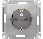 Механизм розетки 1-м СП AtlasDesign с заземл. 16А алюм. SchE ATN000343