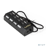Хаб USB (концентратор) ExeGate EX293977RUS DUB-42SW (кабель-адаптер USB2.0 --> 4xUSB2.0, кнопки включения/отключения для каждого порта, Plug&Play, черный)
