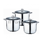 KELLI KL-4252 6 пред. Набор из нержавеющей стали 6 предметов, кастрюля 13,5 л крышка 28 см, кастрюля 11,5 л., крышка 26 см, кастрюля 9,5л., крышка 24 см, Жпропрочные крышки с паровыпуском, капсульное дно, надежные клепанные ручки