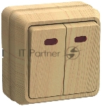 Выключатель 2-кл. ОП ОКТАВА 10А IP20 с индик. сосна IEK EVO21-K03-10-DC