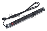 Блок силовых розеток Cabeus, Shuko х 8, вход IEC 320 C14, для шкафов, шнур 2 м, 50х490х50 мм (ВхШхГ), 10А, выключатель, черный