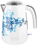 Чайник электрический Kitfort КТ-6772 1.7 л, 2200 Вт, белый/синий корпус: металл/пластик
