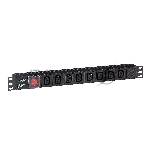 Блок розеток горизонтальный ExeGate ServerPro PDU-19H808 Al-8С13-C14-SW, 1U, Алюминий, 8 IEC 320 C13, С14, выкл. с подсветкой, черный