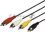 Шнур Rexant 4 RCA - 4 RCA, 3 м, черный (10 шт./уп.)