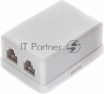 Розетка телефонная TA-102 RJ-11 (6P4C) внешняя 2 порта, белый