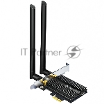 Адаптер 11AX 3000Mbps dual-band PCI-E adapter, 2402Mbps at 5G and 574Mbps at 2.4G, support Bluetooth 5.0, WPA2 encryption, two external Antennas.