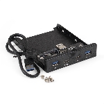Планка USB на переднюю панель ExeGate U3H-622, 3,5", 2*TypeA +2*TypeC (USB 3.2 Gen2 (SuperSpeed USB 10Gbps), черная, металл, подсоединение к мат. плате)