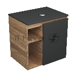 Тумба подвесная под раковину Bau Dream Blackwood 60 правая, полки, дверца, графит