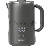 Электрочайник Aresa AR-3481 серый, 1.6 л, 1700 Вт, скрытый нагревательный элемент, поддержание температуры