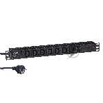 Блок розеток горизонтальный ExeGate ServerPro PDU-19H809 Al-8C13-EU2.5, 19", 1U, Алюминий, 8 IEC 320 C13, кабель с евровилкой VDE-250V-16A-3*1.5mm2, 2.5 метра, черный
