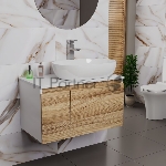 Комплект для ванной, 3 предмета (Тумба подвесная Bau Blackwood 80 + Раковина BAU 59х40, Смеситель высокий Hotel Still, нерж. сталь)