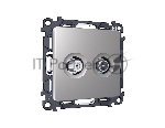 Комплект механизма розетки TV оконечной + SAT 5-862MHz 3.5dB/950-2150MHz 3.5dB ALFA Сталь матовый QUANT (AP5133, VM217) MA513310