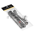 Сетевой фильтр-удлинитель с USB зарядкой ExeGate SP-5-USB-1.8B (5 евророзеток с заземлением, 2 USB-A 2A, 1.8 м, защита от перегрузки, выключатель с подсветкой, черный)