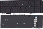 Клавиатура для ноутбука Asus G771, N551 черная без рамки с красной подсветкой