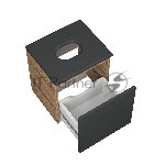 Тумба Bau Dream Blackwood 35 с ящиком, графит, раковина BAU Mini 24х24, смеситель для раковины высокий Hotel Still, нержавеющая сталь, выпуск клик клак, белый
