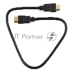 Кабель Cablexpert HDMI CC-HDMI4-0.5M, 19M/19M, v2.0, медь, позол.разъемы, экран, 0.5м, черный, пак
