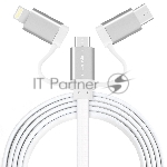 Кабель Crown USB - microUSB/USB Type-C/Lightning CMCU-3182 белый