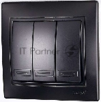 Выключатель 3-кл. 1п СП Мира 10А IP20 со вставкой черный бархат LEZARD 701-4242-109