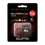 Флеш карта QUMO QM8GMICSDHC10 8Gb MicroSDHC Class 10, SD adapter