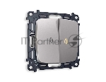Комплект механизма 2-кл проходного выключателя с подсветкой 3200K OMEGA Сталь матовый QUANT (OP5040, VM120, G22Y) MO504030