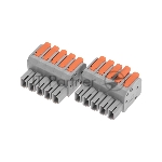 Клемма Rexant СМК 222-425R проходная разъемная 5 полюсов серый 0,2-2,5/4 мм² (20 шт/уп)