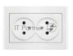 Розетка 2-м СП Бриллиант 16А IP20 защ. шторки без заземл. бел. Universal 7947526