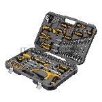Набор инструментов Denzel 1/2", 1/4", CrV, S2, пластиковый кейс, 100 предметов