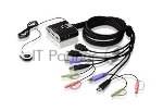 Переключатель KVM ATEN (CS692-AT) KVM+Audio, 1 user USB+HDMI => 2 cpu USB+HDMI, со встр.шнурами USB+Audio 2x1.2м., 1920x1200, настол., исп.стандарт.