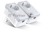 Сетевой адаптер TP-Link TL-PA4010PKIT AV600 Powerline Adapter with AC Pass Through Starter Kit, Ultra Compact Size, 500Mbps Powerline Datarate, 10/100Mbps Fast Ethernet, HomePlug AV, Green Powerline, Plug and Play