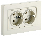 Розетка 2-местная IEK BRITE РС12-3-БрКр (BR-R21-16-K10-F) с заземлением, без защитных шторок, 16А в сборе, бежевый