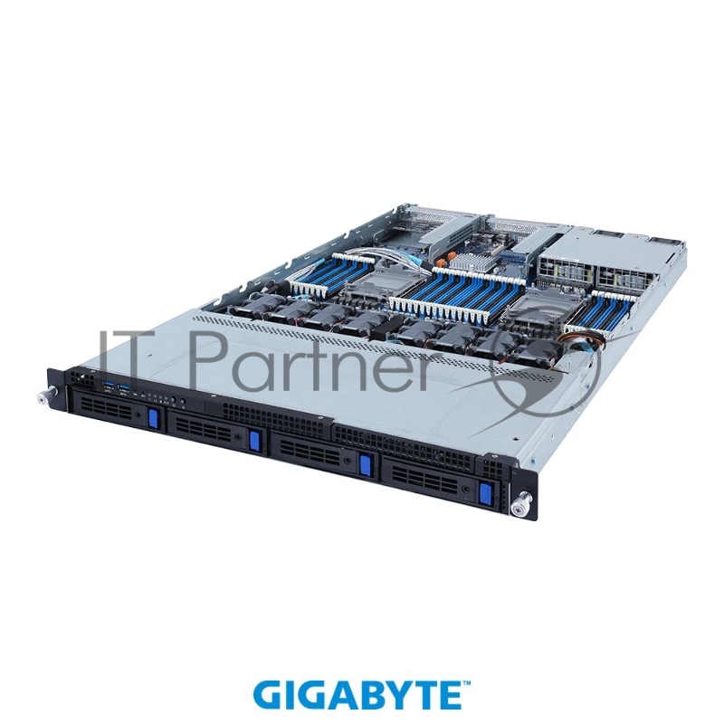 Серверная платформа Gigabyte R182-340 (rev. 100) 1U, 4x3.5"; SAS/SATA, 2xXeon® Scalable Gen3, 32xDIMM, 2x1Gb/s (Intel® I350-AM2), 2xPCIE x16,1xOCP 3.0, 1xOCP 2.0, 2x1300W, 6NR182340MR-00-xxx (600174)
