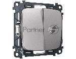 Комплект механизма 2-кл выключателя с самовозвратом с подсветкой 5600K OMEGA Сталь матовый QUANT (OP5040, VM129, G14W) MO504055