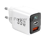 Сетевое зарядное устройство с дисплеем Cablexpert MP3A-PC-52, 35Вт GaN, QC3.0/PD3.0, 1хUSB, 1хType-C, белый, коробка